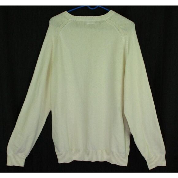 St. John's Bay Cotton Sweater Mens Large Ivory Long Sleeve Knit - Picture 4 of 6